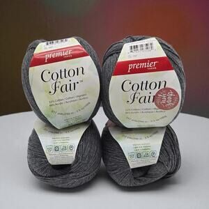 4 Skeins Premier Yarns Cotton Fair Cotton Acrylic Blend Slate Grey 27-13 (Fine)